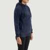 Back view of the Zest Blue hooded jacket showcasing the style of Layzal Jackets.